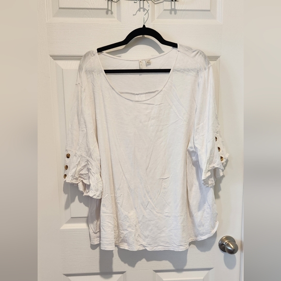 Cato Tops - Cato Cream Button-Sleeve Blouse 26/28W